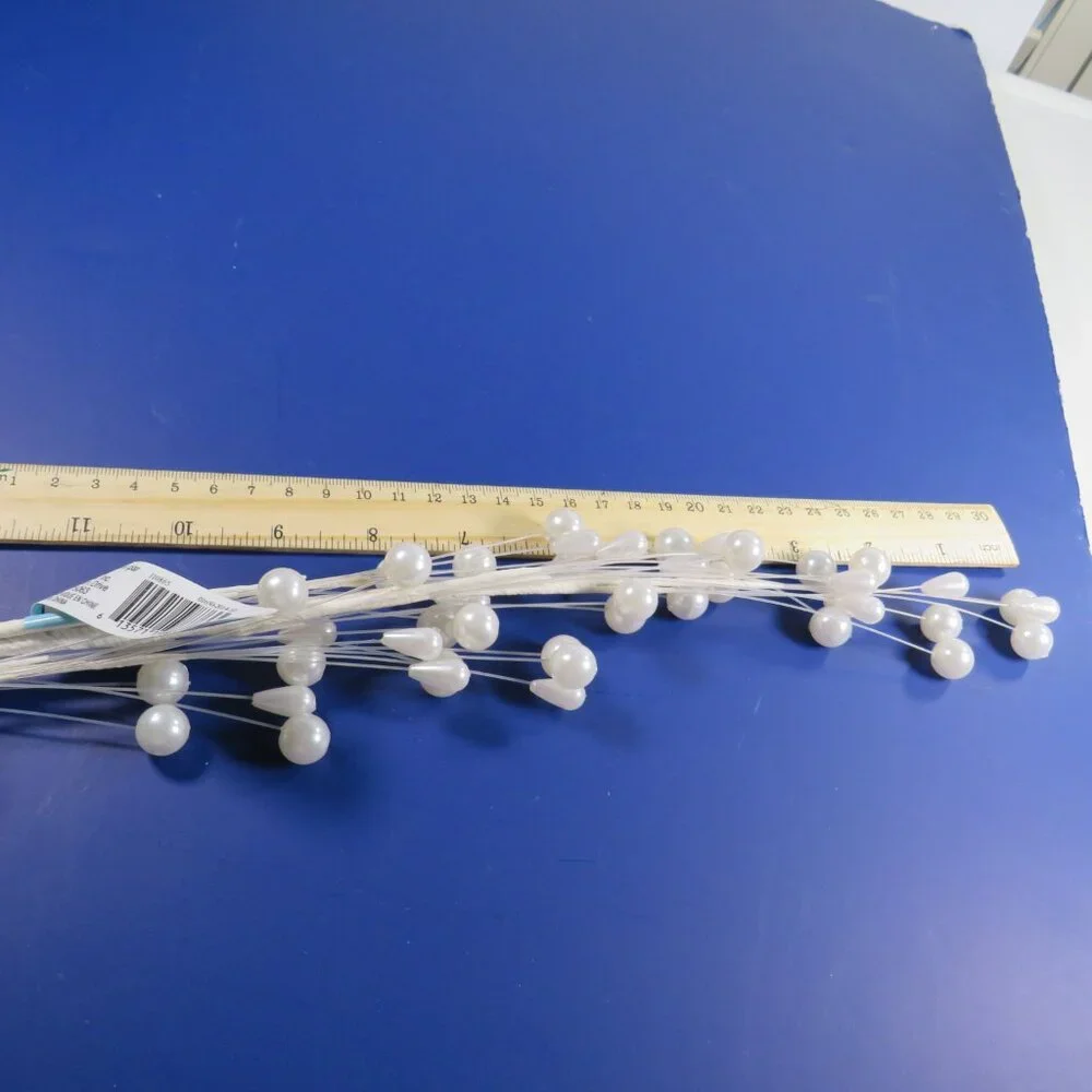 Pearl Cascading Floral Pick (has some wire but mostly clear filament) vintage